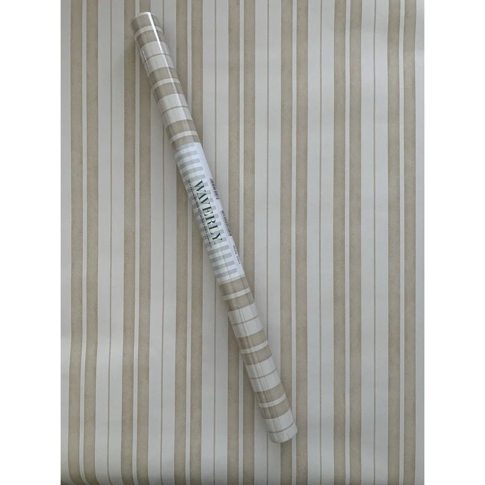 Waverly Wide Stripes Wallpaper Beige & Off White 5501400 27 In. x 9 Yds.